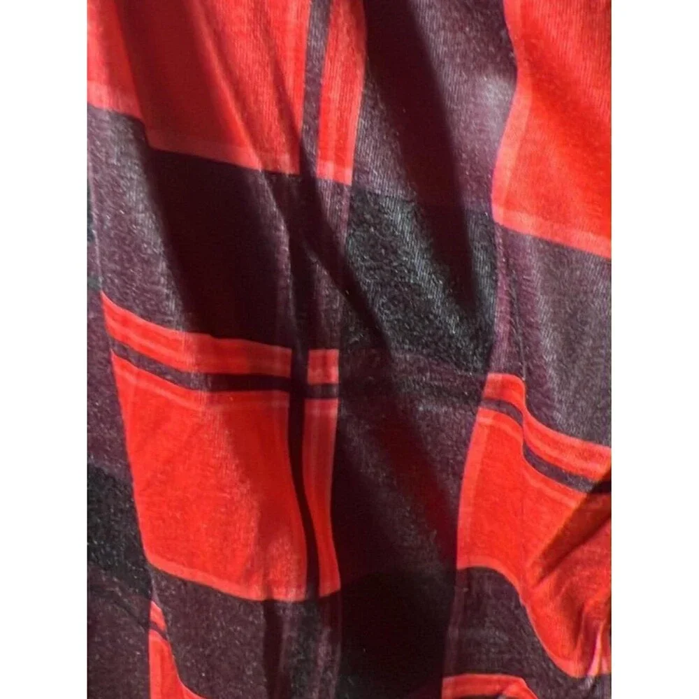 PatPat Women’s Black Henley Top & Red Plaid Pajama Set – Size L (NWT)